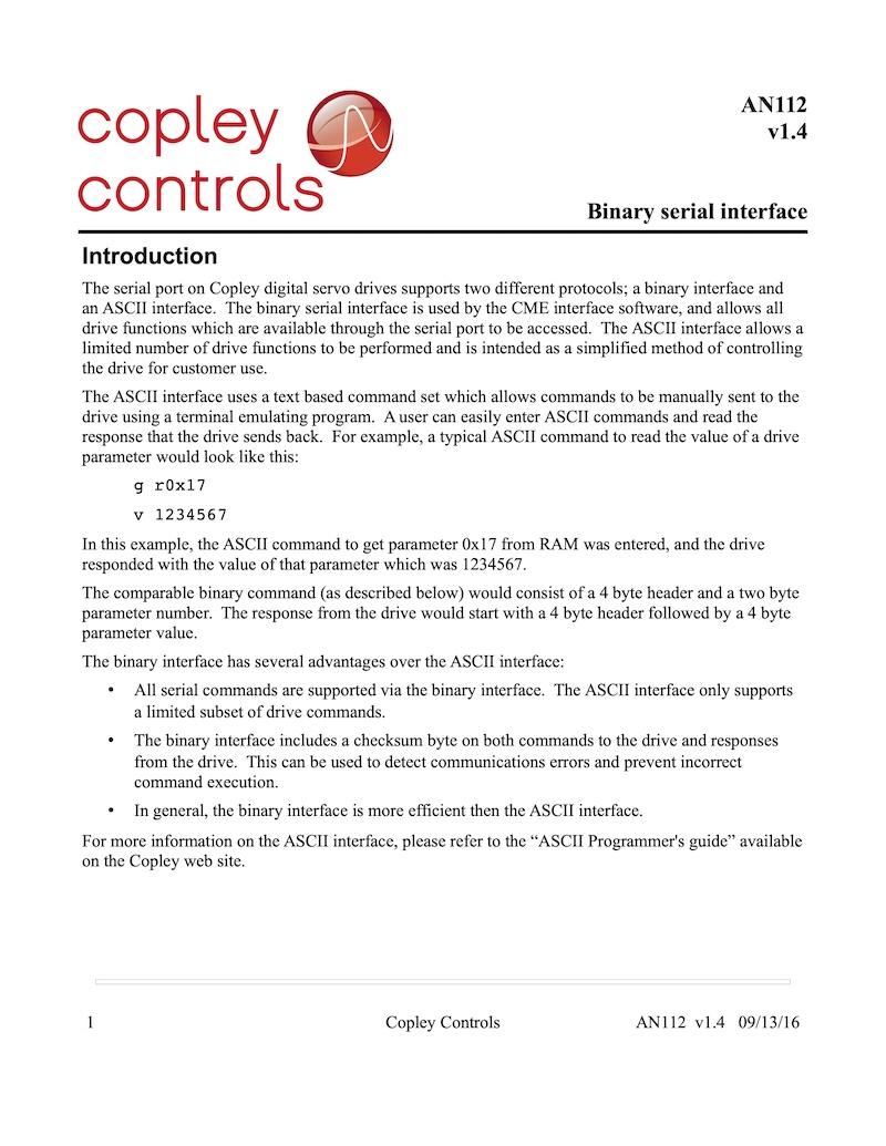 Binary Serial Interface Operation Document